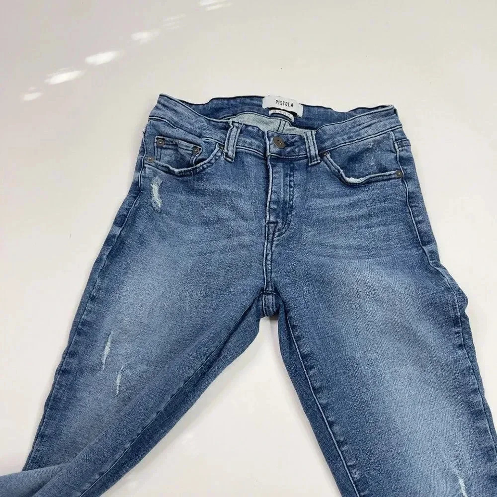 PISTOLA Women’s Arielle Skinny Jeans Scissor Cut Raw Hem Light Wash deni… - Picture 12 of 13